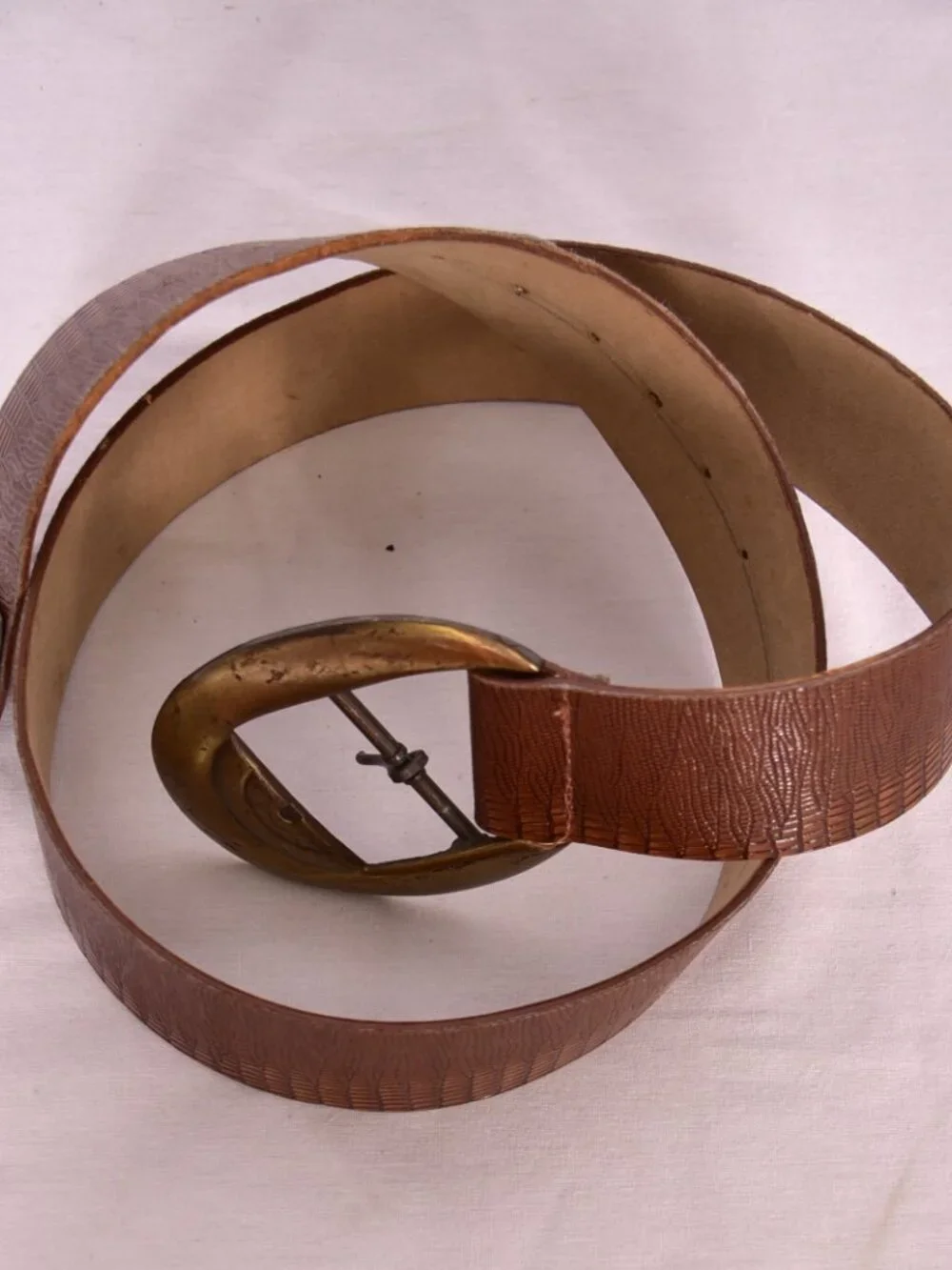 Brown 2 Inch Belt With Gold Buckle